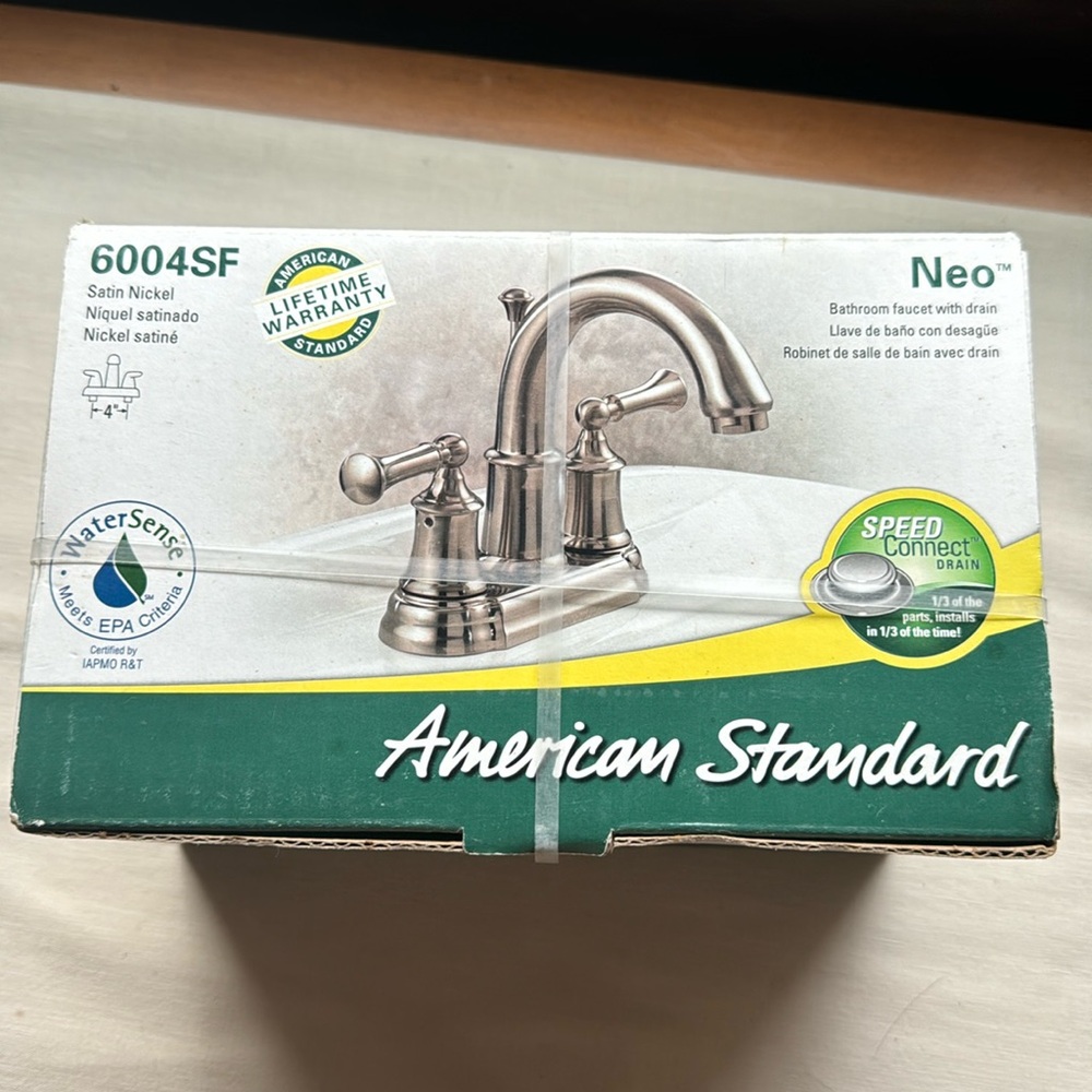 New In Box American Standard 6004SF Neo Bathroom High-Arc Fixture snd Drain.